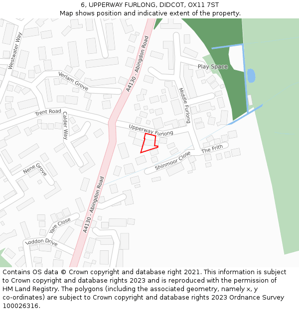 6, UPPERWAY FURLONG, DIDCOT, OX11 7ST: Location map and indicative extent of plot