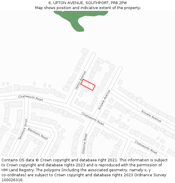 6, UPTON AVENUE, SOUTHPORT, PR8 2PW: Location map and indicative extent of plot