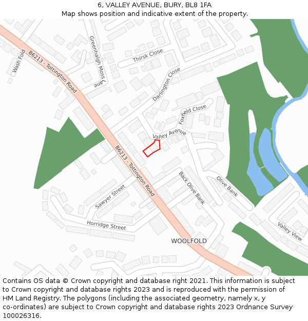 6, VALLEY AVENUE, BURY, BL8 1FA: Location map and indicative extent of plot