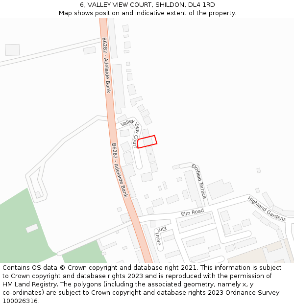 6, VALLEY VIEW COURT, SHILDON, DL4 1RD: Location map and indicative extent of plot