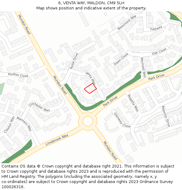 6, VENTA WAY, MALDON, CM9 5LH: Location map and indicative extent of plot