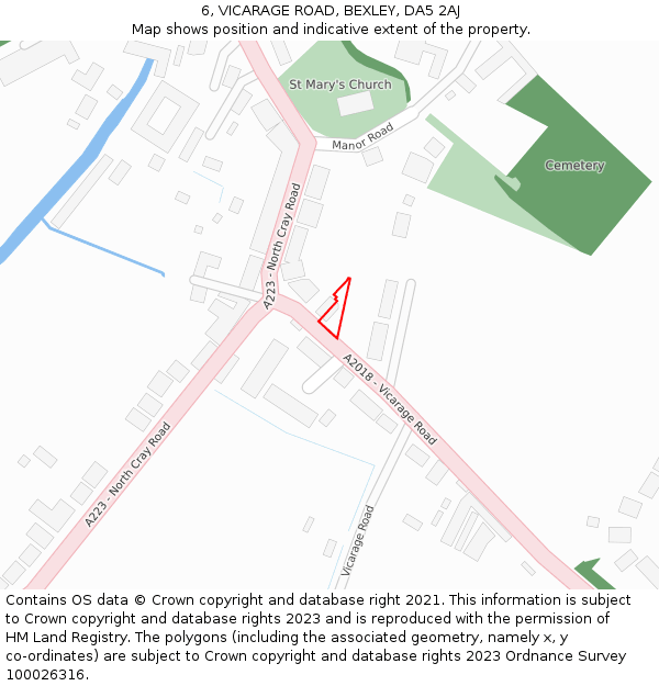 6, VICARAGE ROAD, BEXLEY, DA5 2AJ: Location map and indicative extent of plot