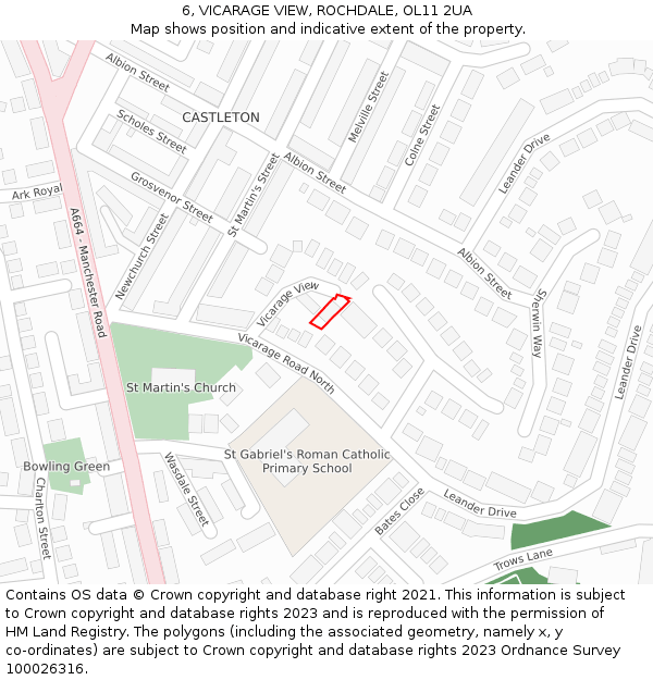 6, VICARAGE VIEW, ROCHDALE, OL11 2UA: Location map and indicative extent of plot