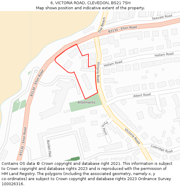 6, VICTORIA ROAD, CLEVEDON, BS21 7SH: Location map and indicative extent of plot