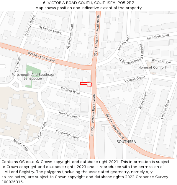 6, VICTORIA ROAD SOUTH, SOUTHSEA, PO5 2BZ: Location map and indicative extent of plot