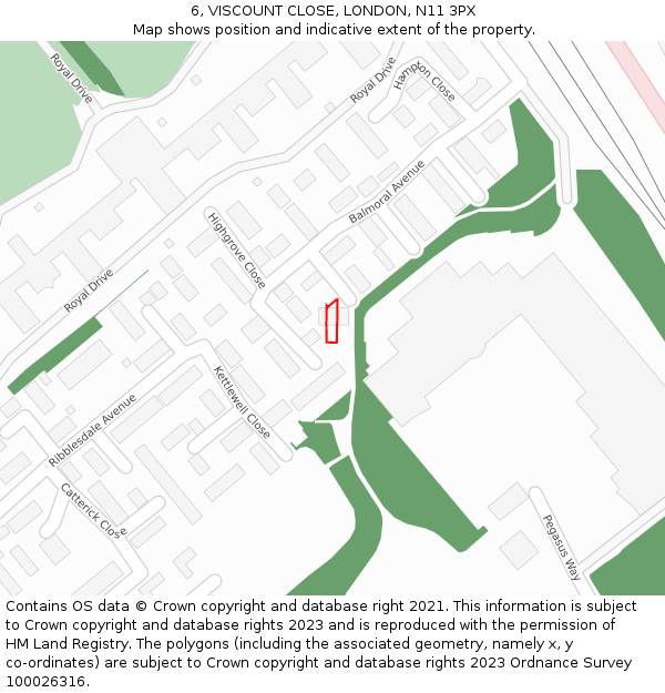 6, VISCOUNT CLOSE, LONDON, N11 3PX: Location map and indicative extent of plot