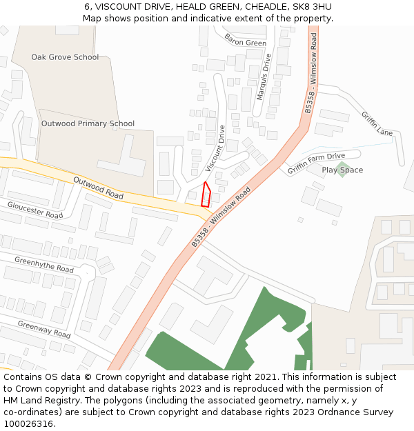 6, VISCOUNT DRIVE, HEALD GREEN, CHEADLE, SK8 3HU: Location map and indicative extent of plot