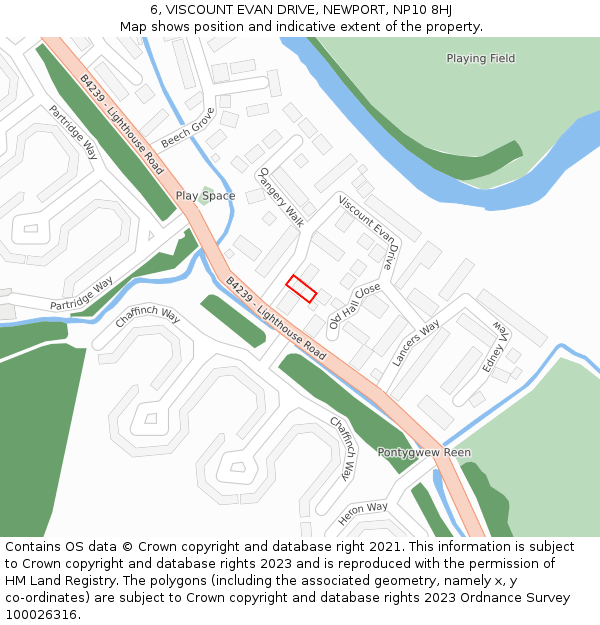 6, VISCOUNT EVAN DRIVE, NEWPORT, NP10 8HJ: Location map and indicative extent of plot