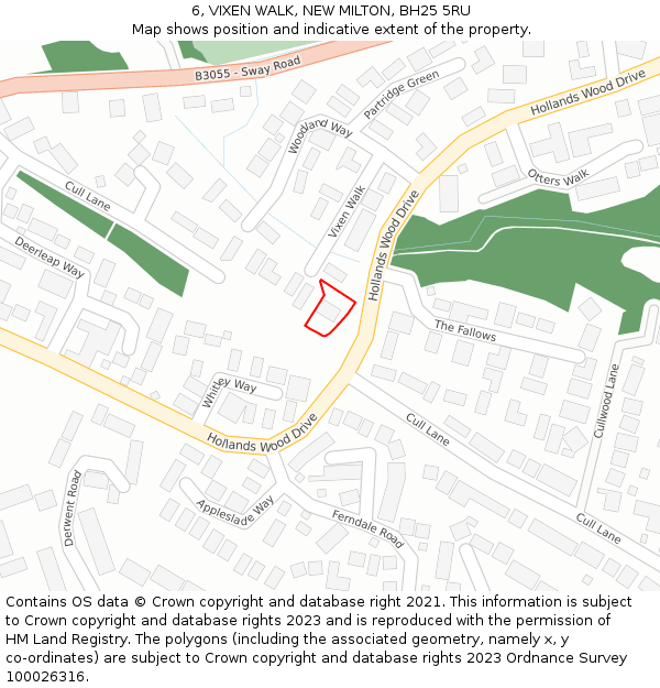 6, VIXEN WALK, NEW MILTON, BH25 5RU: Location map and indicative extent of plot
