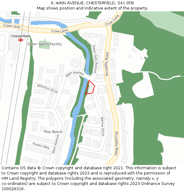 6, WAIN AVENUE, CHESTERFIELD, S41 0FB: Location map and indicative extent of plot