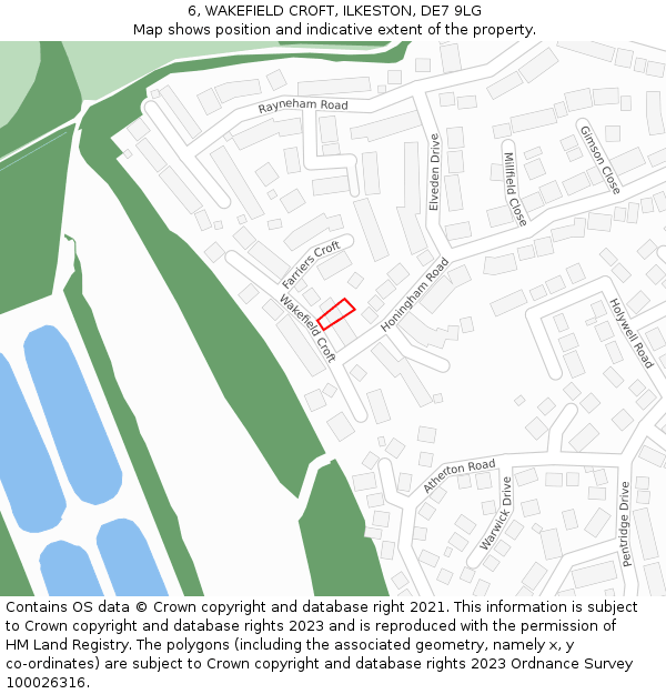 6, WAKEFIELD CROFT, ILKESTON, DE7 9LG: Location map and indicative extent of plot