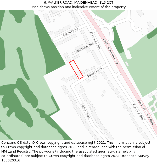 6, WALKER ROAD, MAIDENHEAD, SL6 2QT: Location map and indicative extent of plot