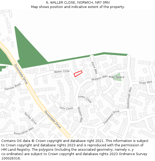 6, WALLER CLOSE, NORWICH, NR7 0RN: Location map and indicative extent of plot