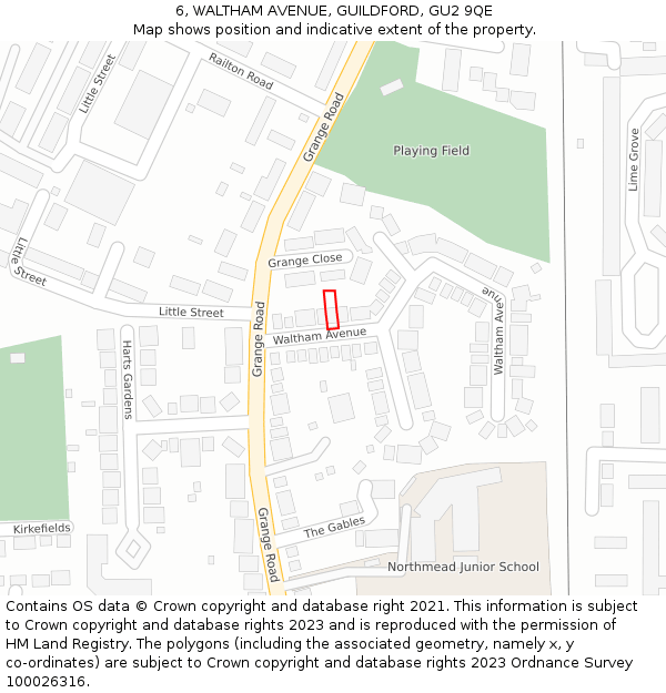 6, WALTHAM AVENUE, GUILDFORD, GU2 9QE: Location map and indicative extent of plot