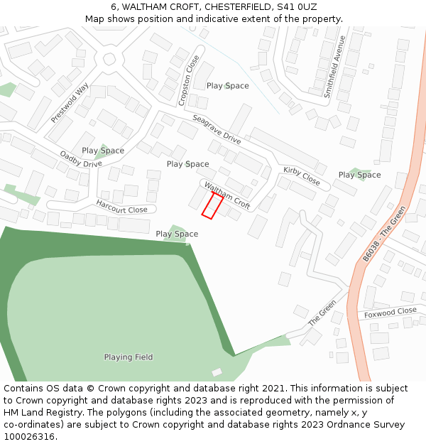 6, WALTHAM CROFT, CHESTERFIELD, S41 0UZ: Location map and indicative extent of plot