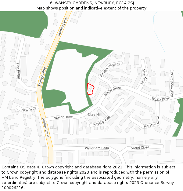 6, WANSEY GARDENS, NEWBURY, RG14 2SJ: Location map and indicative extent of plot