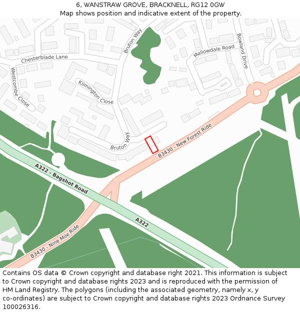 6, WANSTRAW GROVE, BRACKNELL, RG12 0GW: Location map and indicative extent of plot