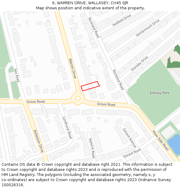 6, WARREN DRIVE, WALLASEY, CH45 0JR: Location map and indicative extent of plot