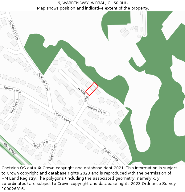 6, WARREN WAY, WIRRAL, CH60 9HU: Location map and indicative extent of plot