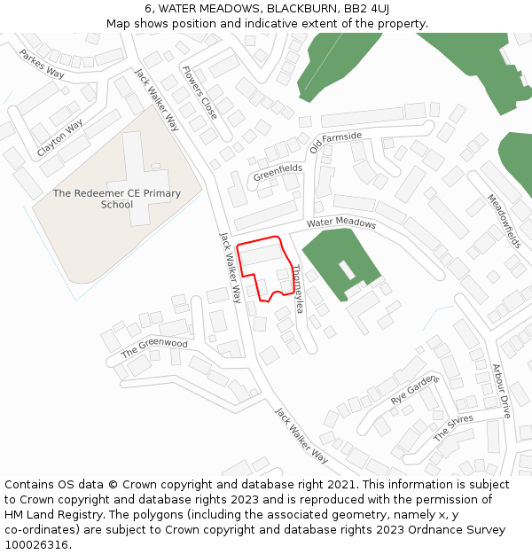 6, WATER MEADOWS, BLACKBURN, BB2 4UJ: Location map and indicative extent of plot
