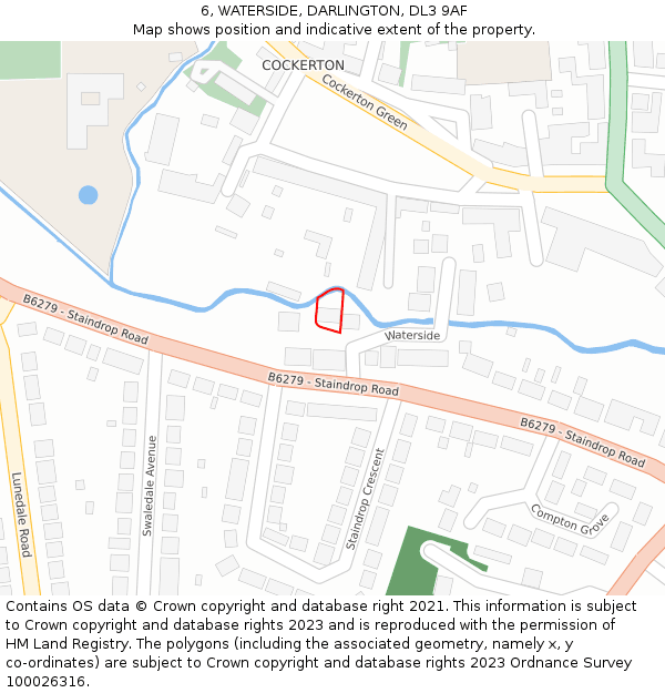 6, WATERSIDE, DARLINGTON, DL3 9AF: Location map and indicative extent of plot