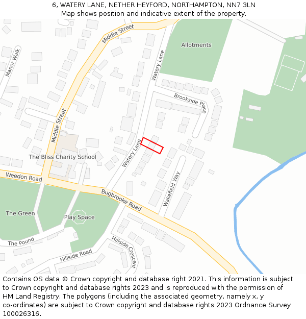 6, WATERY LANE, NETHER HEYFORD, NORTHAMPTON, NN7 3LN: Location map and indicative extent of plot
