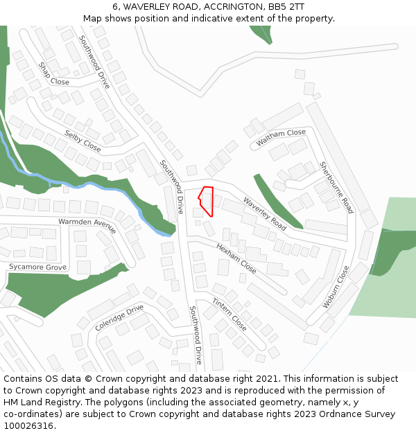 6, WAVERLEY ROAD, ACCRINGTON, BB5 2TT: Location map and indicative extent of plot