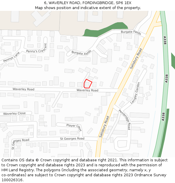 6, WAVERLEY ROAD, FORDINGBRIDGE, SP6 1EX: Location map and indicative extent of plot