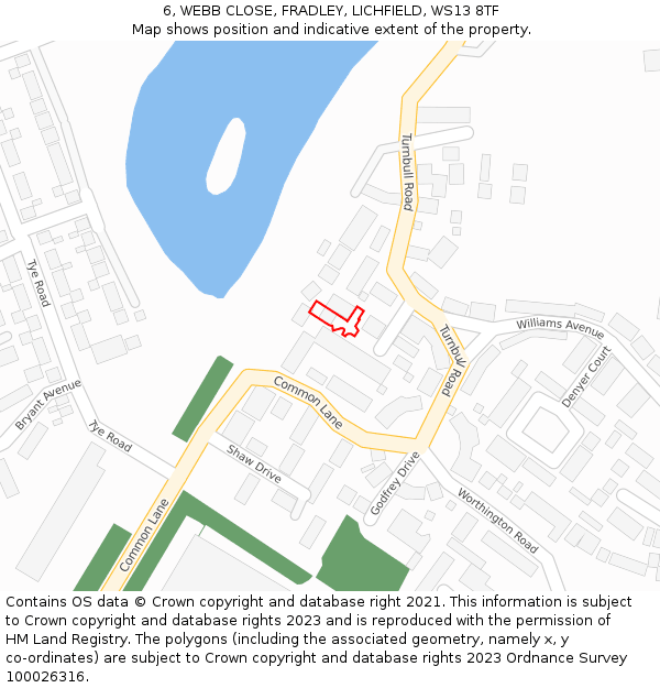 6, WEBB CLOSE, FRADLEY, LICHFIELD, WS13 8TF: Location map and indicative extent of plot