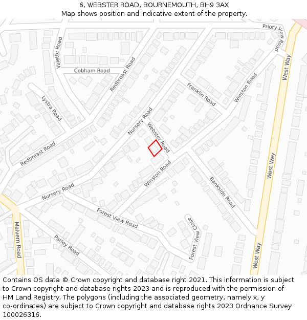 6, WEBSTER ROAD, BOURNEMOUTH, BH9 3AX: Location map and indicative extent of plot