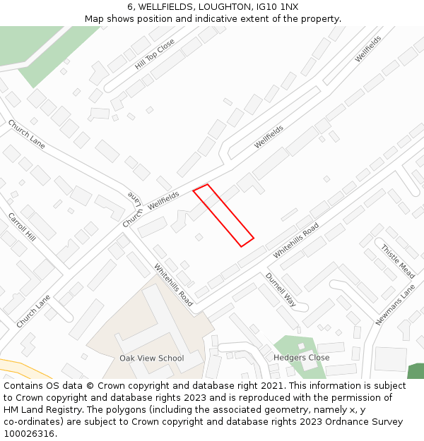 6, WELLFIELDS, LOUGHTON, IG10 1NX: Location map and indicative extent of plot