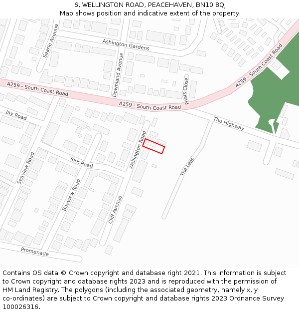 6, WELLINGTON ROAD, PEACEHAVEN, BN10 8QJ: Location map and indicative extent of plot