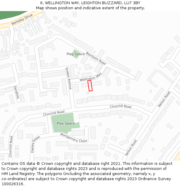 6, WELLINGTON WAY, LEIGHTON BUZZARD, LU7 3BY: Location map and indicative extent of plot