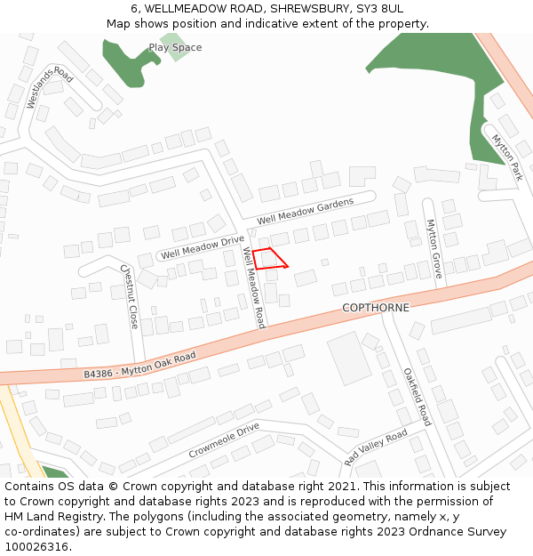 6, WELLMEADOW ROAD, SHREWSBURY, SY3 8UL: Location map and indicative extent of plot