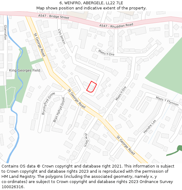 6, WENFRO, ABERGELE, LL22 7LE: Location map and indicative extent of plot