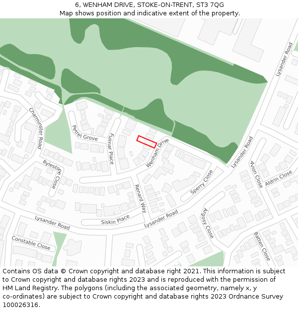 6, WENHAM DRIVE, STOKE-ON-TRENT, ST3 7QG: Location map and indicative extent of plot