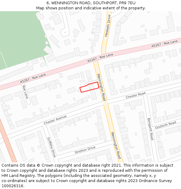 6, WENNINGTON ROAD, SOUTHPORT, PR9 7EU: Location map and indicative extent of plot