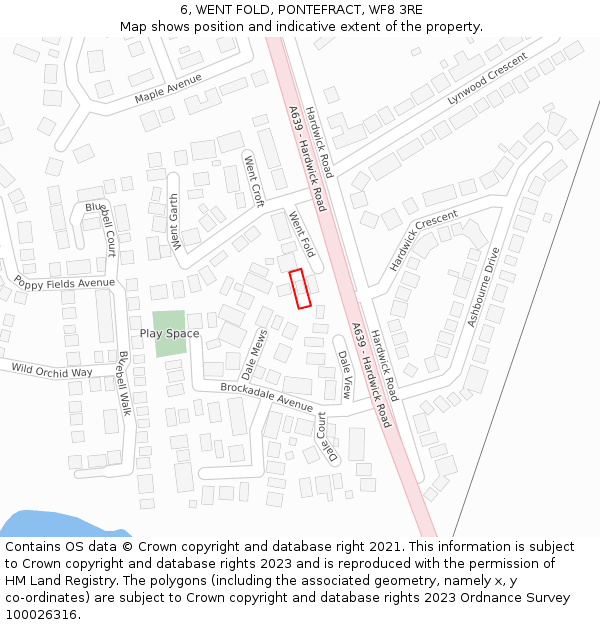 6, WENT FOLD, PONTEFRACT, WF8 3RE: Location map and indicative extent of plot