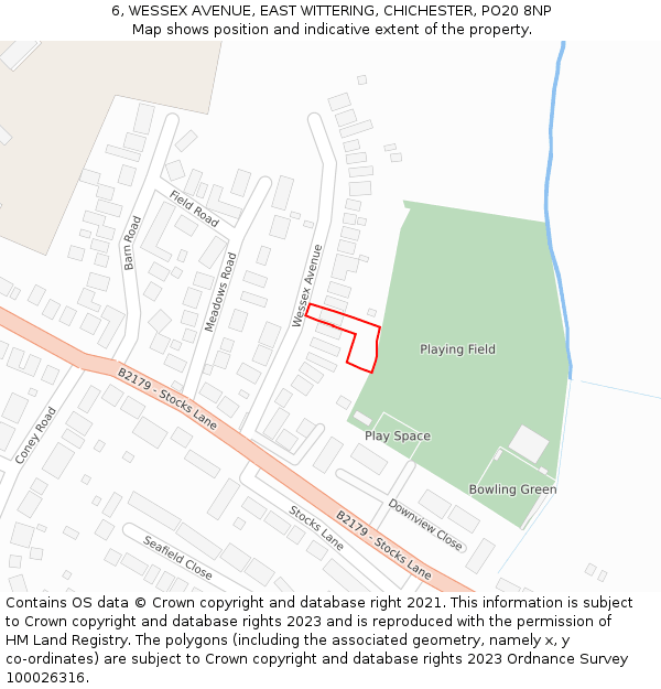 6, WESSEX AVENUE, EAST WITTERING, CHICHESTER, PO20 8NP: Location map and indicative extent of plot