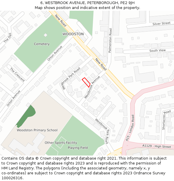 6, WESTBROOK AVENUE, PETERBOROUGH, PE2 9JH: Location map and indicative extent of plot