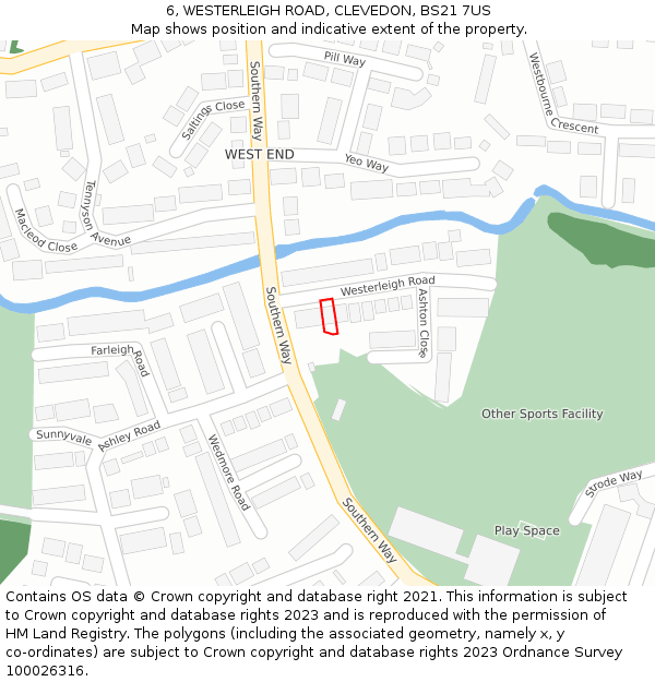 6, WESTERLEIGH ROAD, CLEVEDON, BS21 7US: Location map and indicative extent of plot