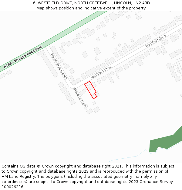 6, WESTFIELD DRIVE, NORTH GREETWELL, LINCOLN, LN2 4RB: Location map and indicative extent of plot