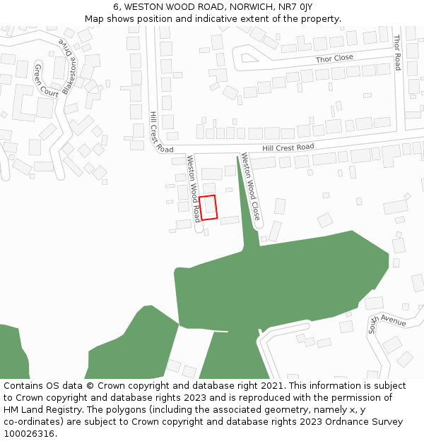 6, WESTON WOOD ROAD, NORWICH, NR7 0JY: Location map and indicative extent of plot