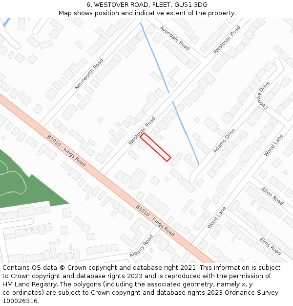 6, WESTOVER ROAD, FLEET, GU51 3DG: Location map and indicative extent of plot