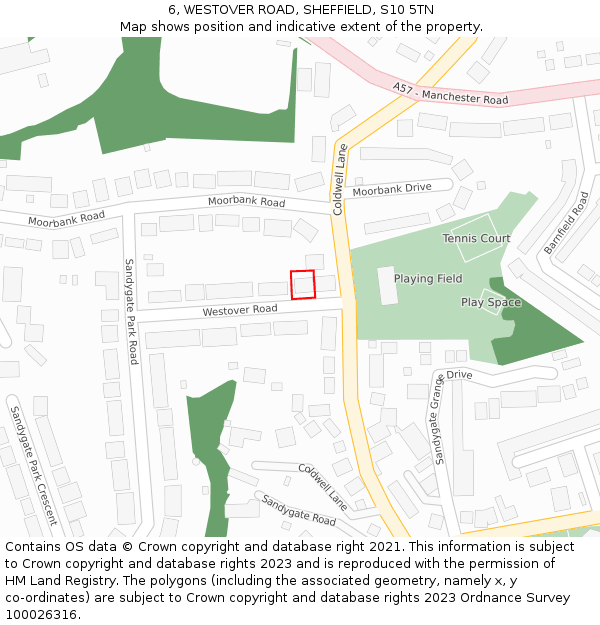 6, WESTOVER ROAD, SHEFFIELD, S10 5TN: Location map and indicative extent of plot