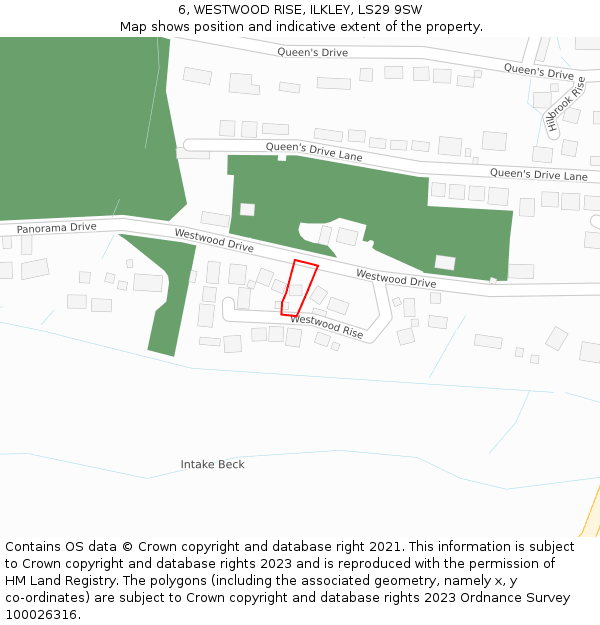 6, WESTWOOD RISE, ILKLEY, LS29 9SW: Location map and indicative extent of plot