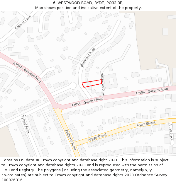 6, WESTWOOD ROAD, RYDE, PO33 3BJ: Location map and indicative extent of plot