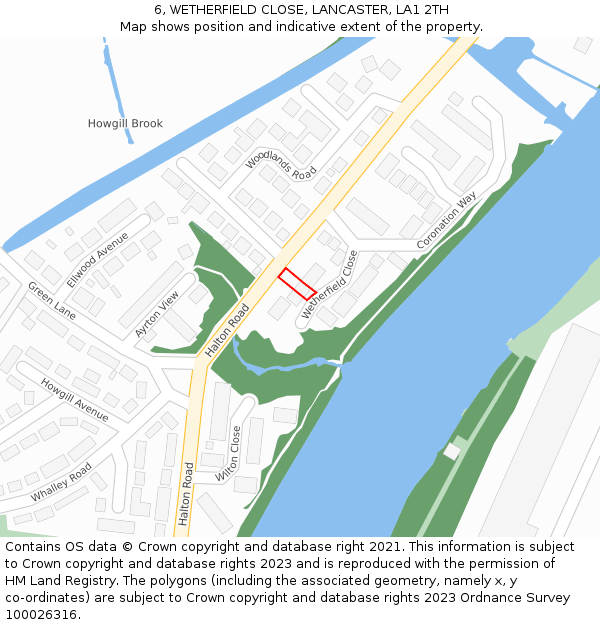 6, WETHERFIELD CLOSE, LANCASTER, LA1 2TH: Location map and indicative extent of plot