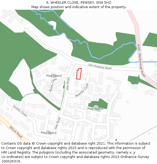 6, WHEELER CLOSE, PEWSEY, SN9 5HZ: Location map and indicative extent of plot