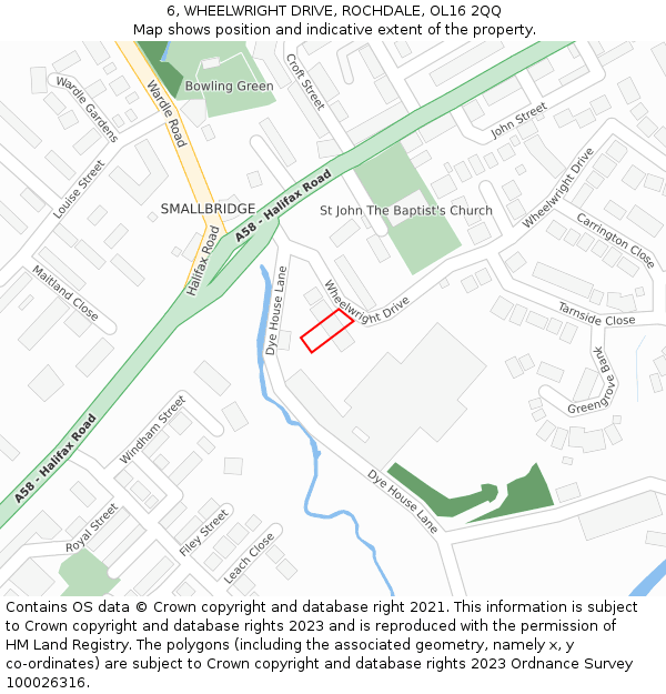 6, WHEELWRIGHT DRIVE, ROCHDALE, OL16 2QQ: Location map and indicative extent of plot